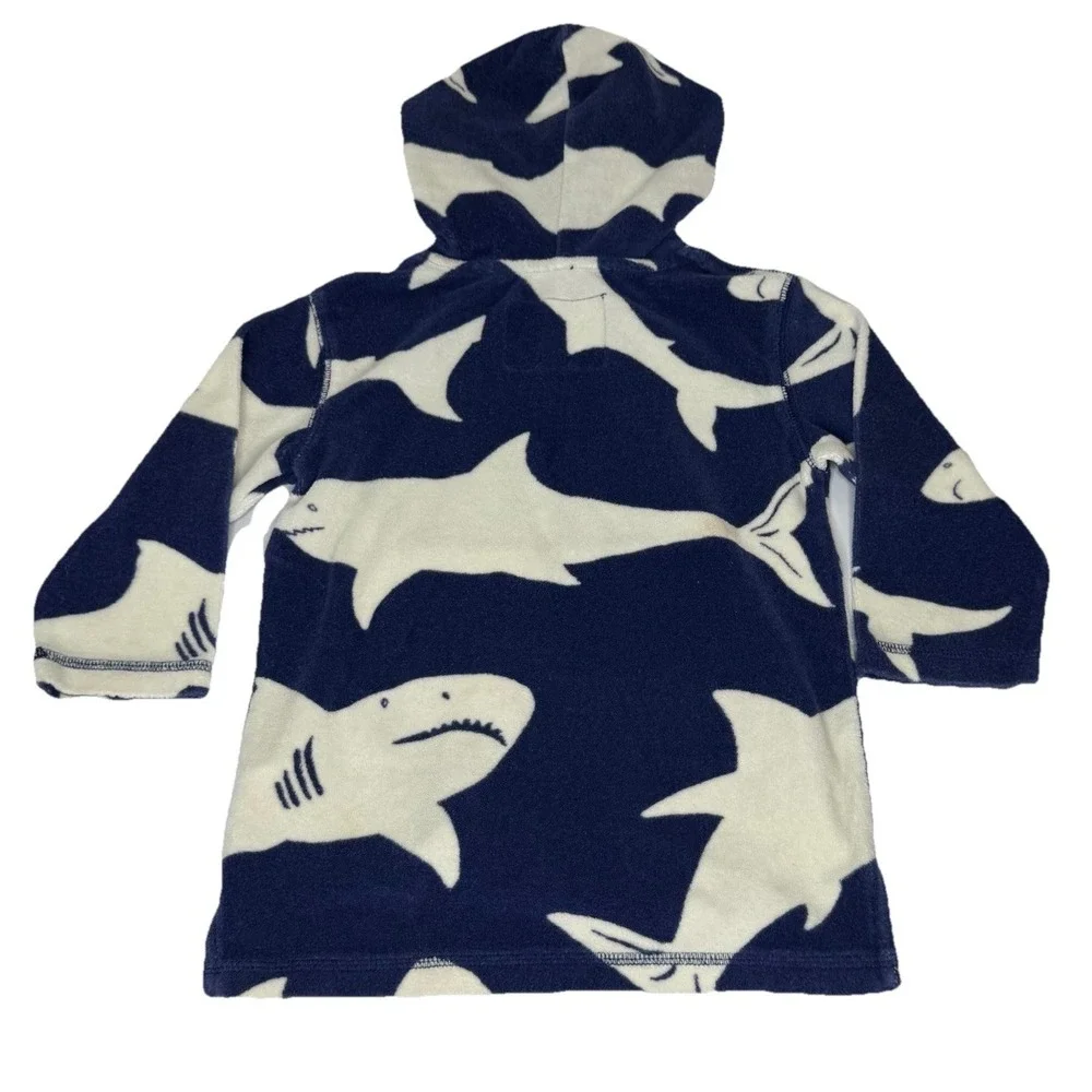 Mini Boden Shark AOP Hooded Towel Cover Up Kids 2-3 Years Beach Pool Hoodie